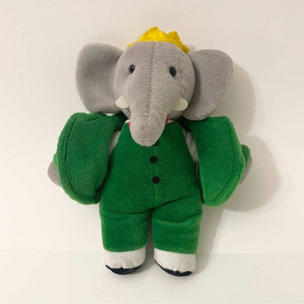 Vintage 1988 Gund Babar Elephant Green Suit Plush Stuffed Animal Toy
